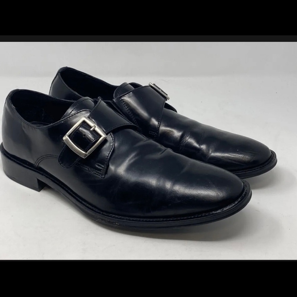 Michael Shannon Black Cap Toe Monk Strap Dress Oxfords Mens Sz 8.5M